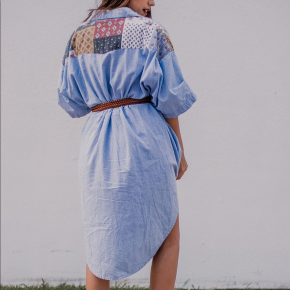 Chandri | Vintage Denim Patched Button Down Dress - Picture 7 of 8